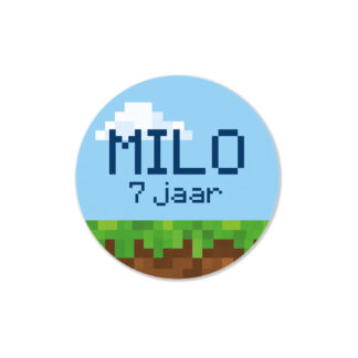 Traktatiestickers pixel game met naam en leeftijd
